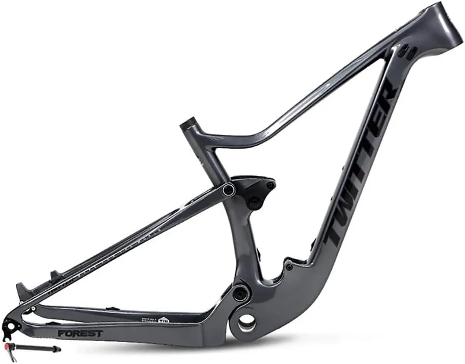 27.5/29er Suspension Bike Frame Carbon Fiber Trail Mountain Bike Frame 15''/17''/19'' Travel 120mm XC/AM/DH Disc Brake Frame Boost Thru Axle 12x148mm(Dark Gray,17'')