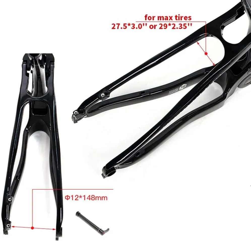27.5/29er Suspension Bike Frame Carbon Fiber Trail Mountain Bike Frame 15''/17''/19'' Travel 120mm XC/AM/DH Disc Brake Frame Boost Thru Axle 12x148mm(Dark Gray,17'')
