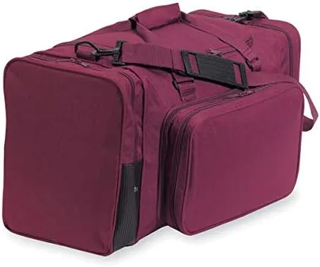 27" Blank Sports Duffle Bag Gym Bag Travel Duffel With Adjustable Strap and Removal Front Compartment (Maroon)