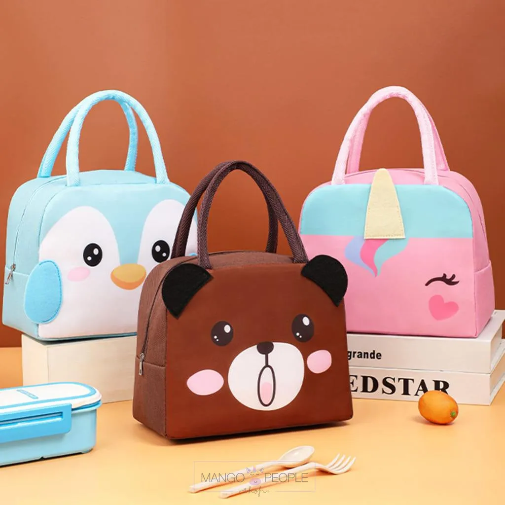 3-D Cartoon Animal Pattern Insulated Lunch Box Bag with Large Capacity