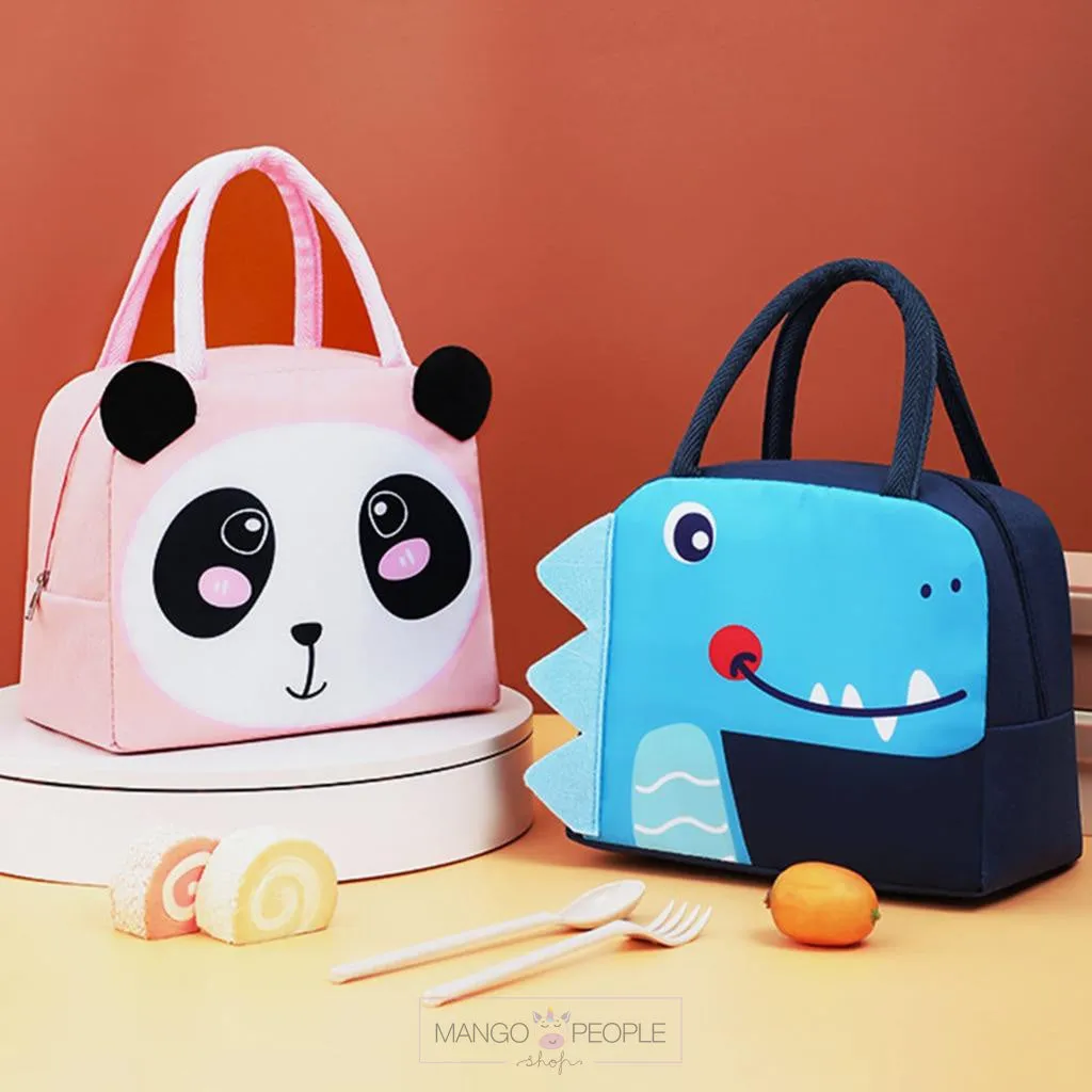 3-D Cartoon Animal Pattern Insulated Lunch Box Bag with Large Capacity