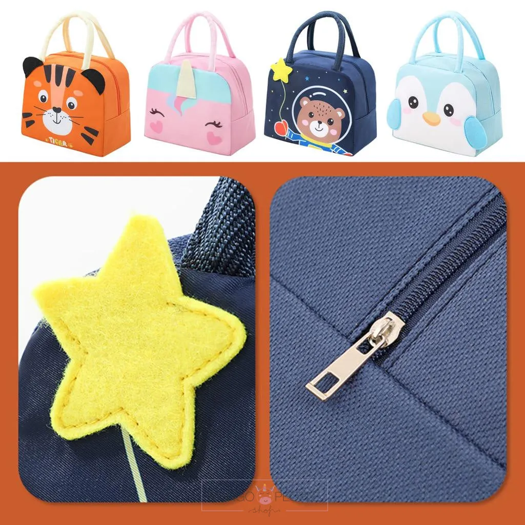 3-D Cartoon Animal Pattern Insulated Lunch Box Bag with Large Capacity
