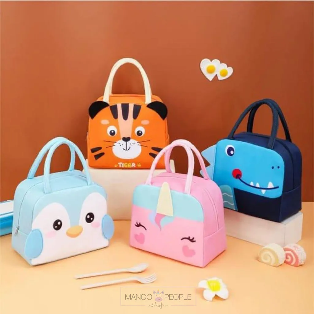 3-D Cartoon Animal Pattern Insulated Lunch Box Bag with Large Capacity