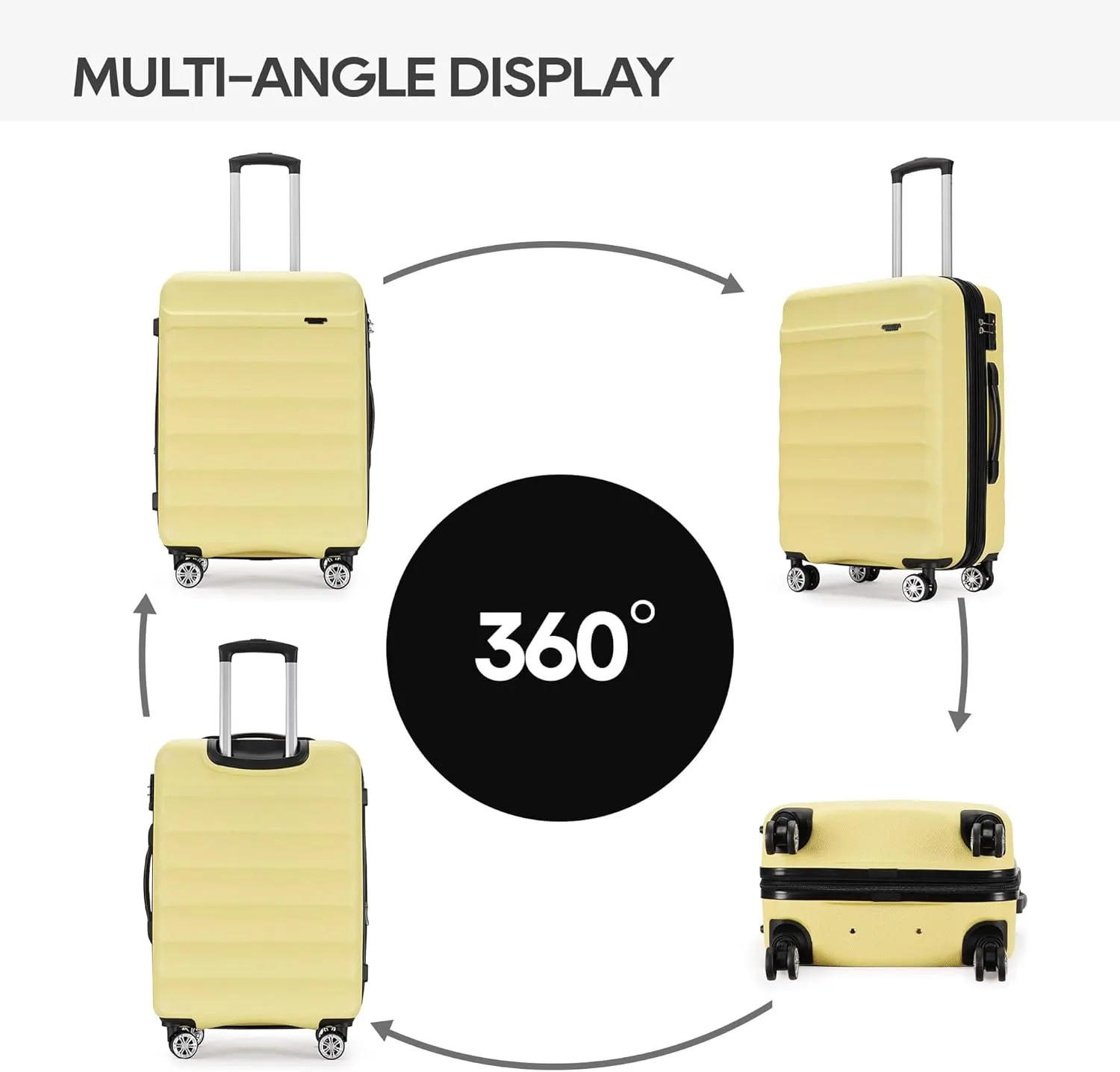 3-Piece Expandable Luggage Set, ABS Hard Shell Travel Case with TSA Lock, Spinner Wheels and Scrub Resistant, (Bright Yellow, 2-pc Set (20/28))