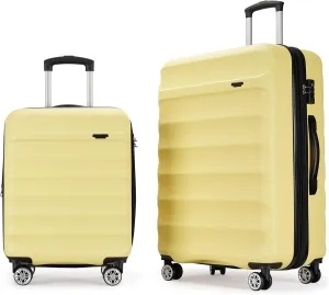 3-Piece Expandable Luggage Set, ABS Hard Shell Travel Case with TSA Lock, Spinner Wheels and Scrub Resistant, (Bright Yellow, 2-pc Set (20/28))