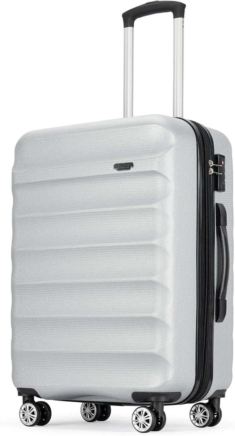 3-Piece Expandable Luggage Set, ABS Hard Shell Travel Case with TSA Lock, Spinner Wheels and Scrub Resistant Luggage Sets (Silver Gray, Carry-On 20-Inch)