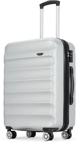 3-Piece Expandable Luggage Set, ABS Hard Shell Travel Case with TSA Lock, Spinner Wheels and Scrub Resistant Luggage Sets (Silver Gray, Carry-On 20-Inch)
