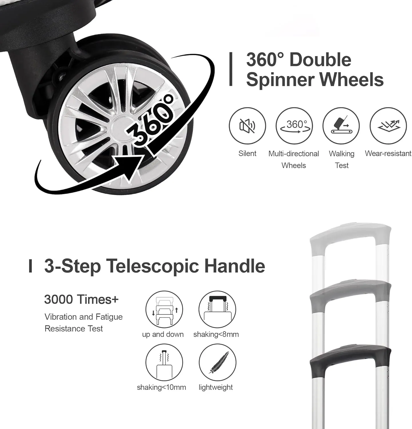 3-Piece Expandable Luggage Set, ABS Hard Shell Travel Case with TSA Lock, Spinner Wheels and Scrub Resistant Luggage Sets (Silver Gray, Carry-On 20-Inch)