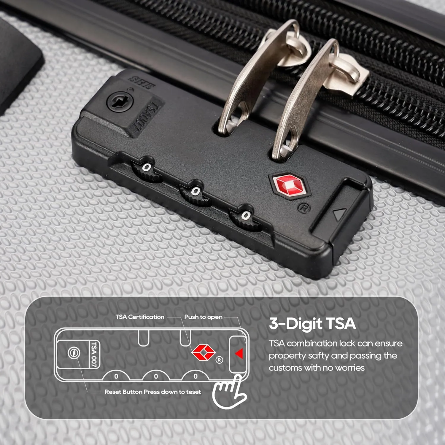 3-Piece Expandable Luggage Set, ABS Hard Shell Travel Case with TSA Lock, Spinner Wheels and Scrub Resistant Luggage Sets (Silver Gray, Carry-On 20-Inch)