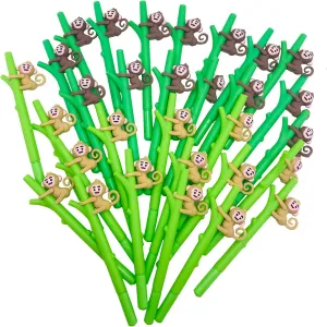 30 Pcs Cute Monkey Gel Ink Pens - Fun Kawaii Jungle Animals Writing Instruments 0.5 mm Black Ink - Cool Novelty for Kids School Office Home Supplies Student Present Monkey Party Favors