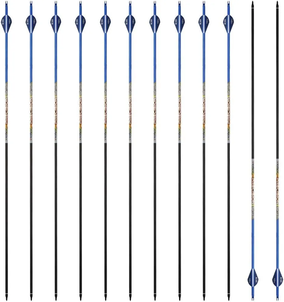 30/32" Inch ST0.006 Hunting Arrows for Compound & Recurve Bow,100% Carbon Archery Target Arrows with Removable Tips for Accurate Hunters & Bowhunters (Pack of 12)