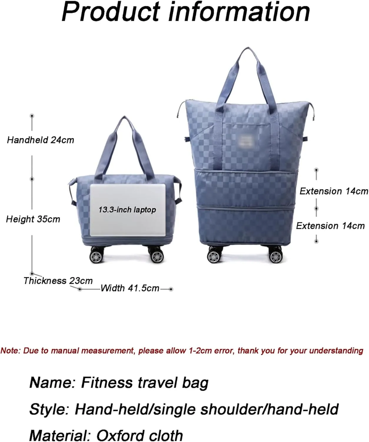 360° Spinner Wheel Duffle Bag Extra Large Capacity Waterproof Foldable Luggage, Lightweight Carry-On Bag with Multi-Directional Wheels & Carry Handle, Portable Weekender Travel Storage(Purple)