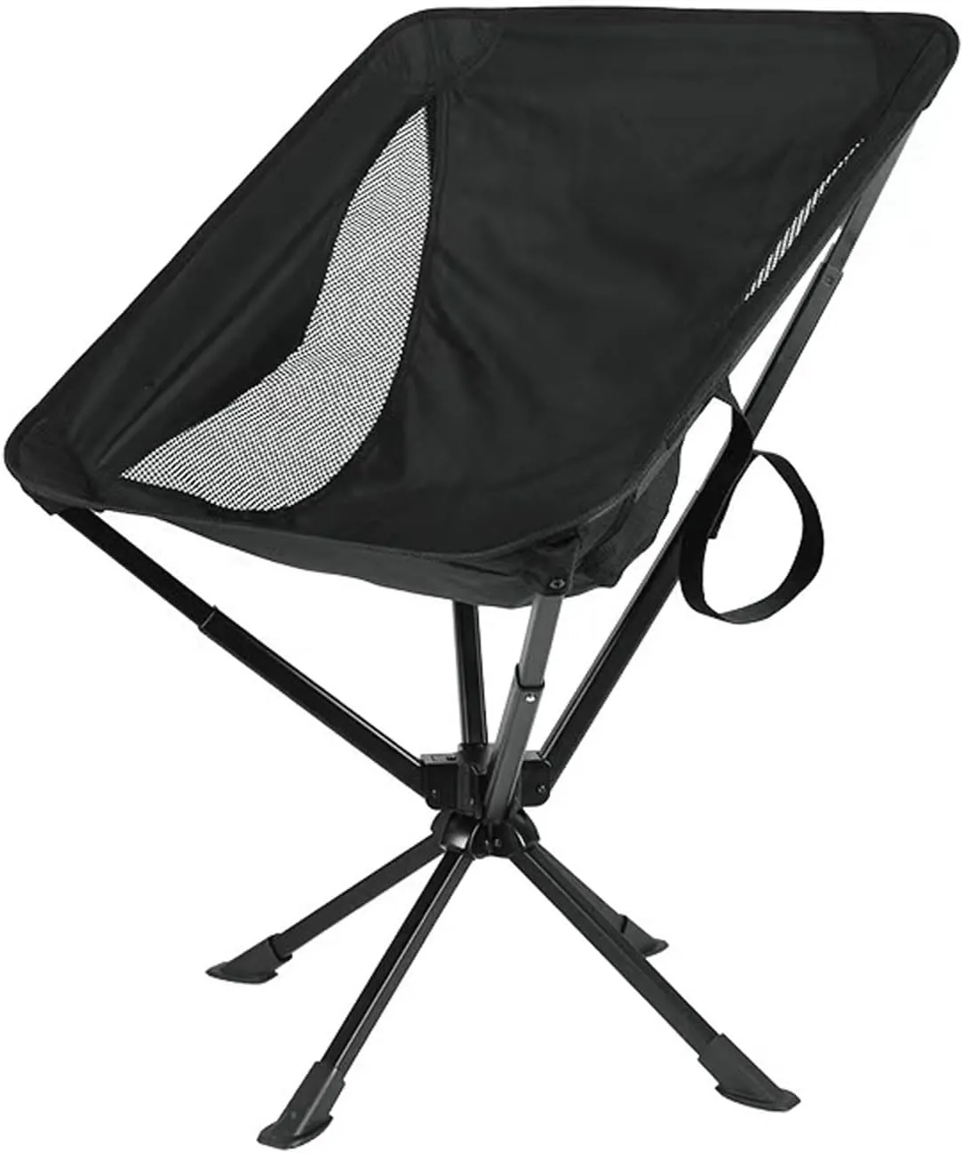 360°Swivel Portable Folding Camping Chair - Swivel Lawn Chair 5 Seconds Quick Setup Compact Collapsible Folding Lightweight Outdoor Backpack For Camping, Travel, Hiking, Beach, Fishing-Easoger(Black)