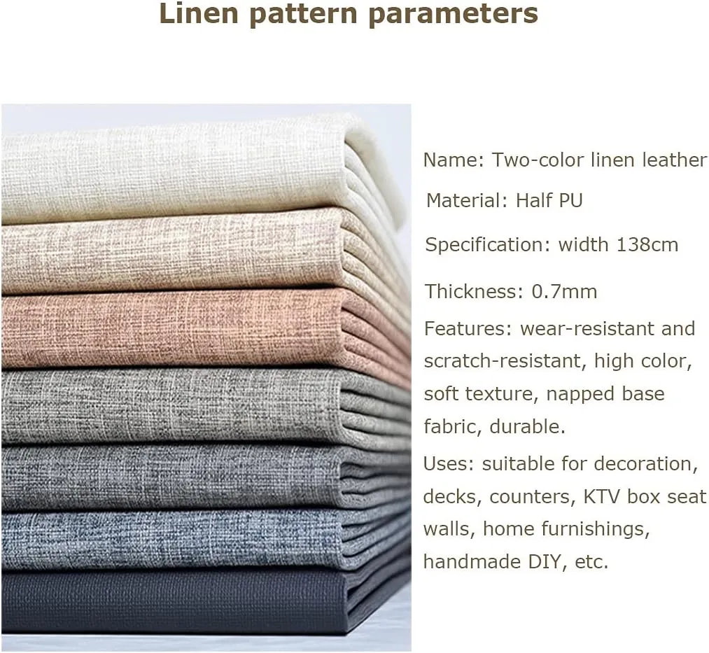 39" x 54" (100cm x 138cm) Linen-Look Faux Leather for Bows Earrings Handbag Wallet Sewing Craft Making, Repair Decorate Chair Sofa(Pink,1.38X10m)