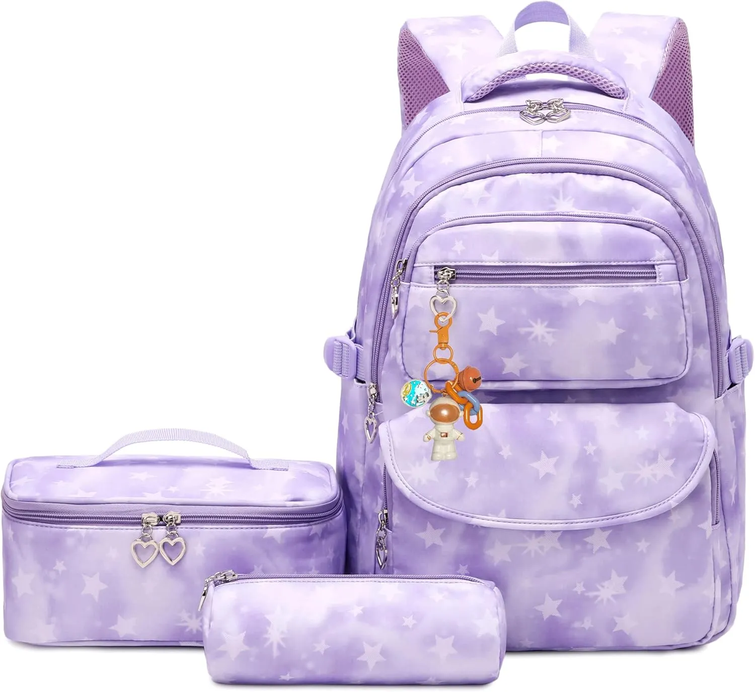 3Pcs Kids Backpack Set for Girls with Matching Lunch Bag, Girls School Bag Backpack for Kids