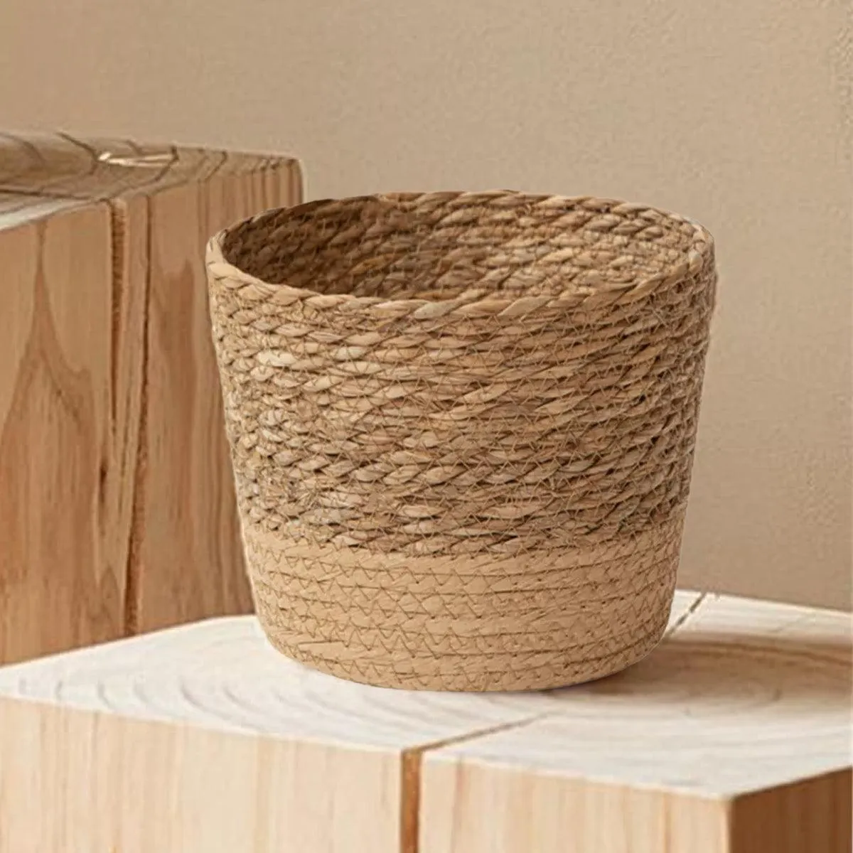 3pcs Natural Woven Basket Planters Garden Flower Pots for Home Living Decor