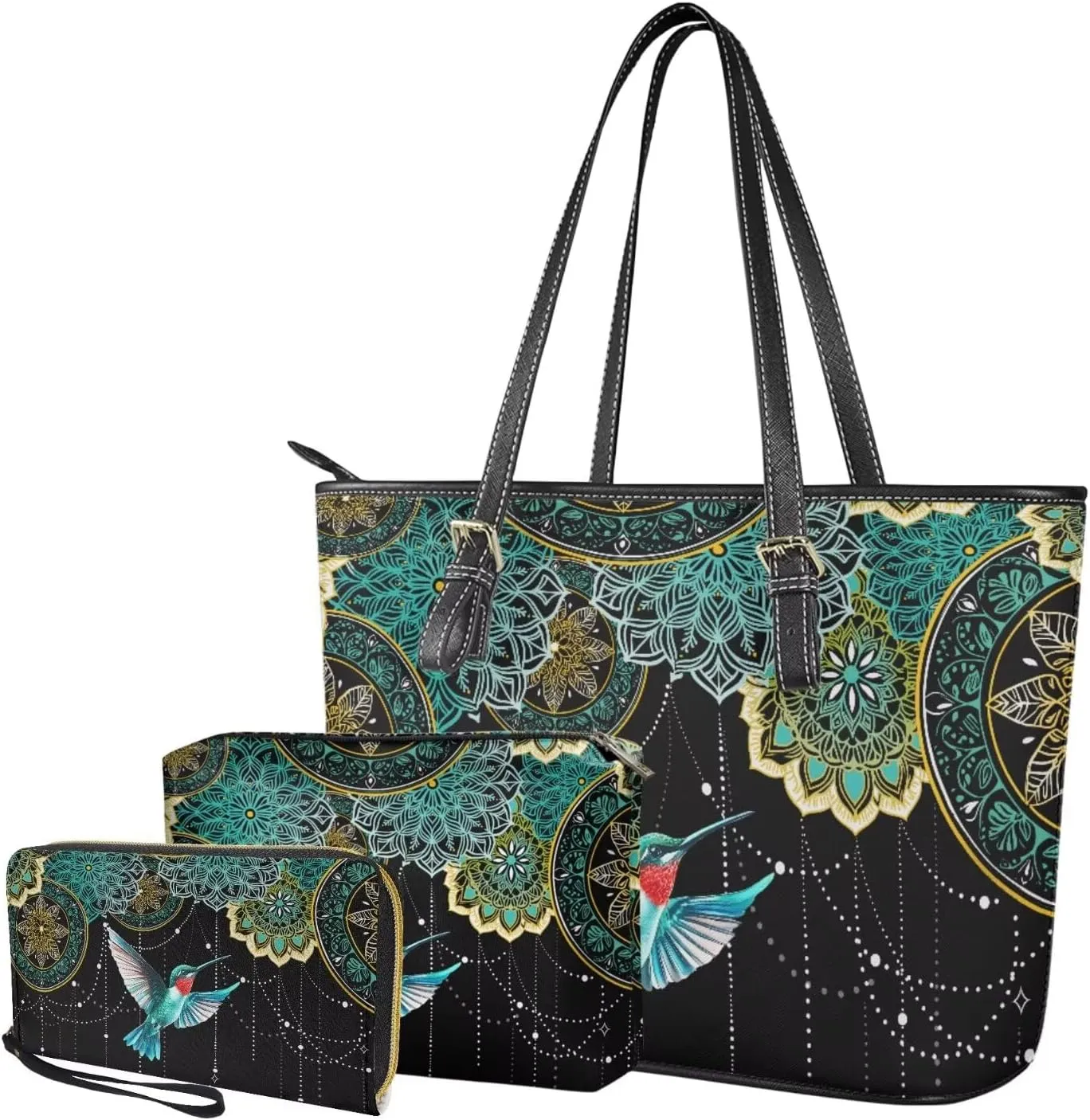 3PCS Tote Handbag Wallet for Women Ladies,Small Handbag and Wallet Set,Travel Handbag and Wallet All in One