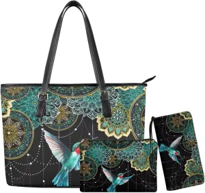 3PCS Tote Handbag Wallet for Women Ladies,Small Handbag and Wallet Set,Travel Handbag and Wallet All in One