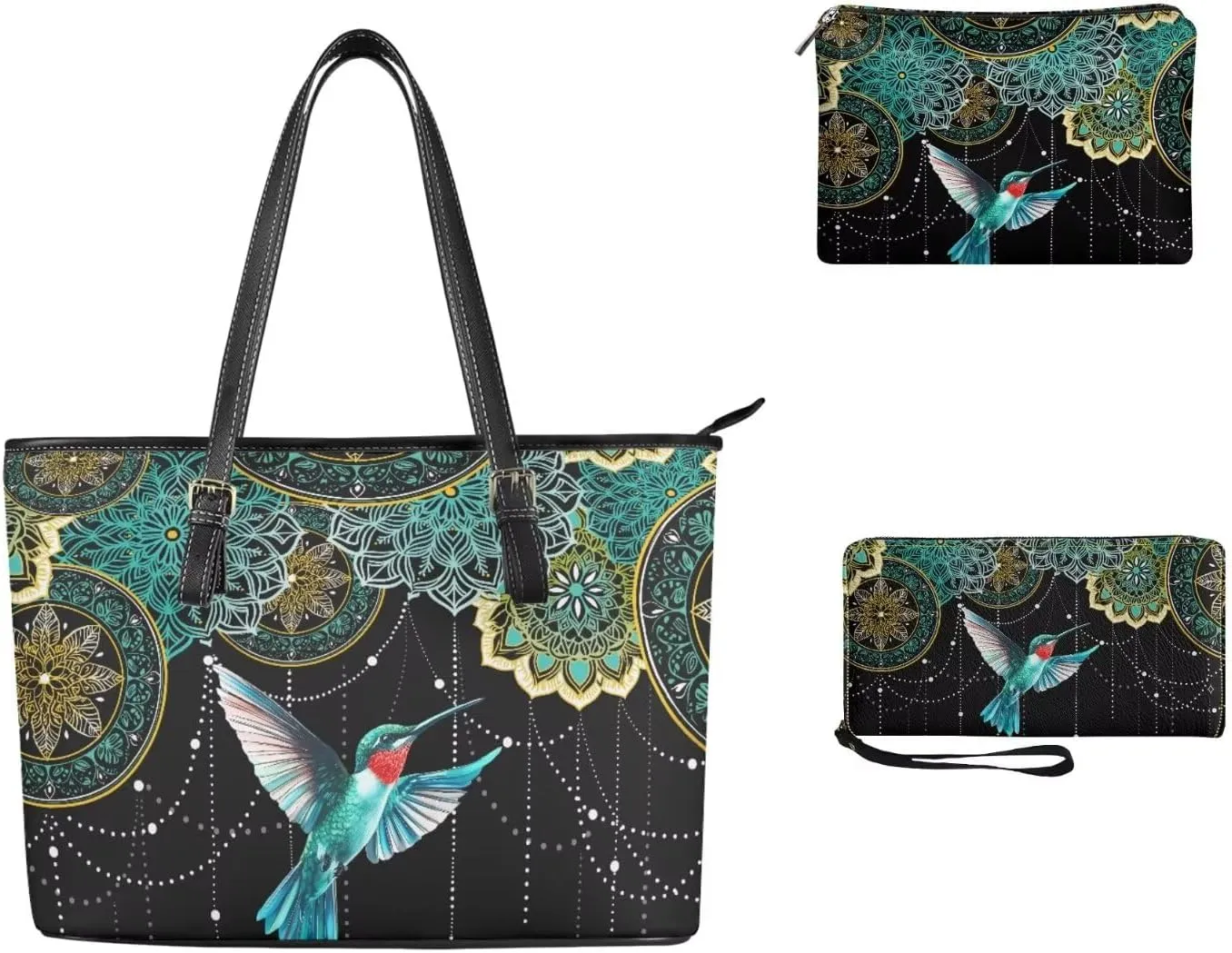 3PCS Tote Handbag Wallet for Women Ladies,Small Handbag and Wallet Set,Travel Handbag and Wallet All in One