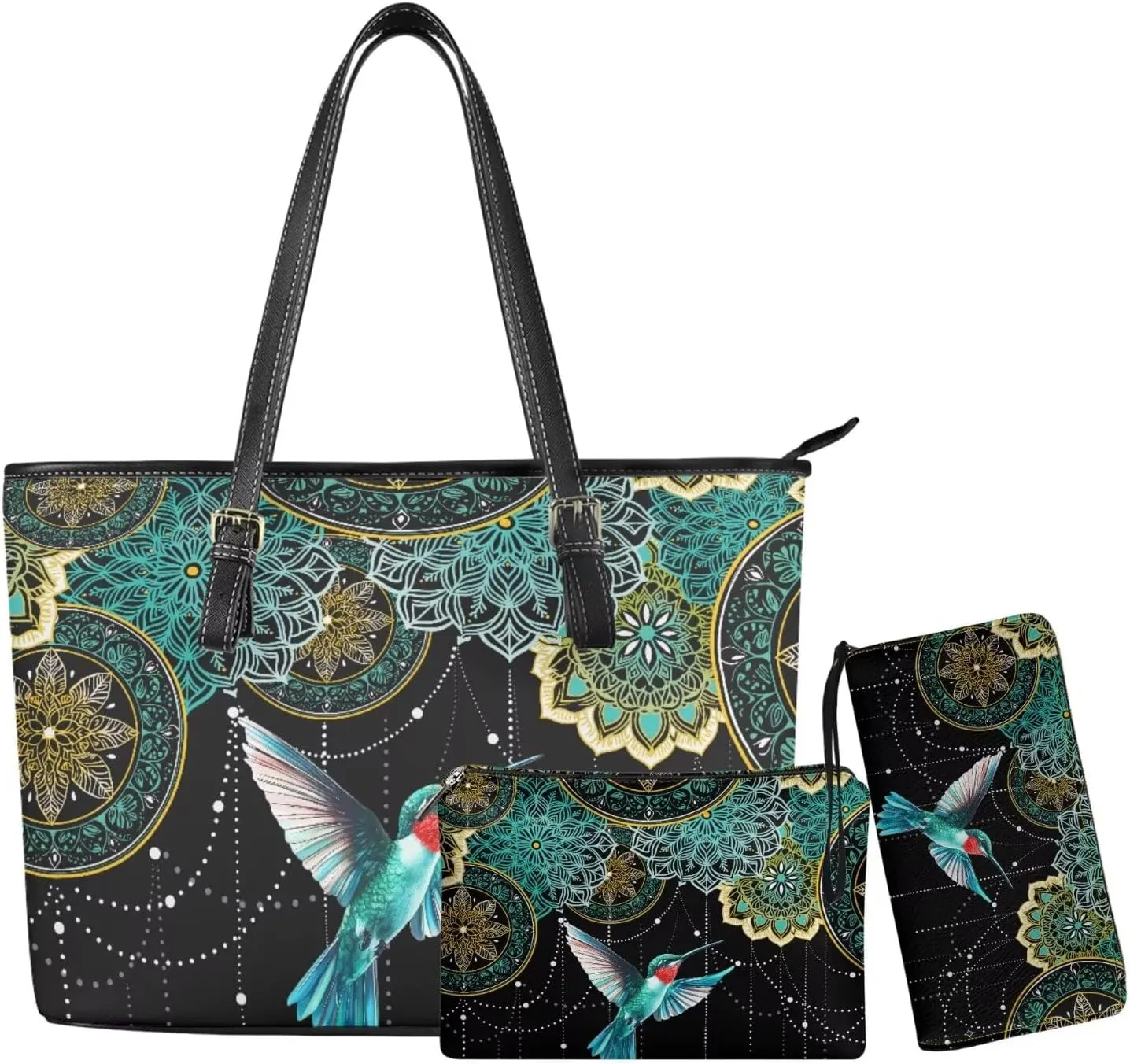 3PCS Tote Handbag Wallet for Women Ladies,Small Handbag and Wallet Set,Travel Handbag and Wallet All in One