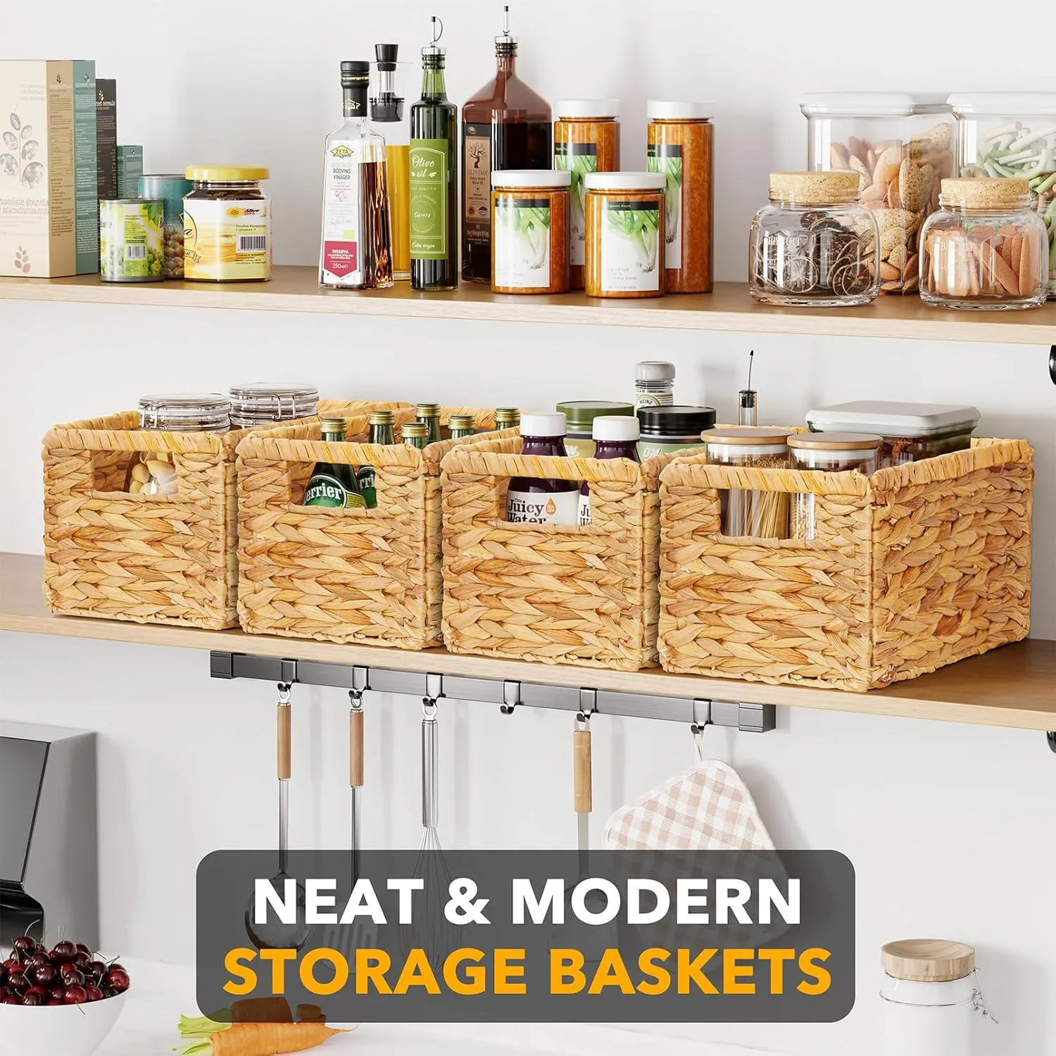 4-Pack Wicker Storage Baskets with Handle