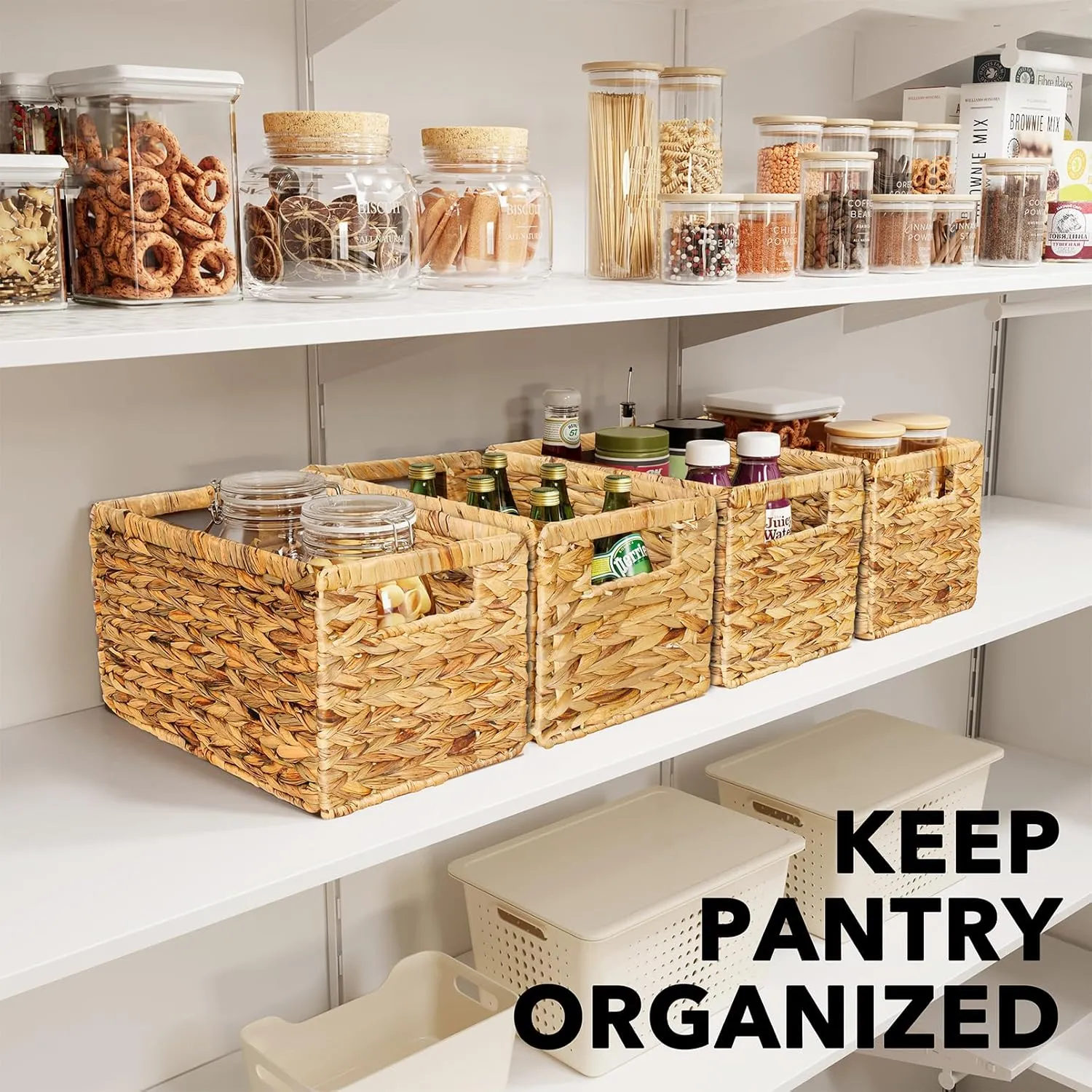 4-Pack Wicker Storage Baskets with Handle