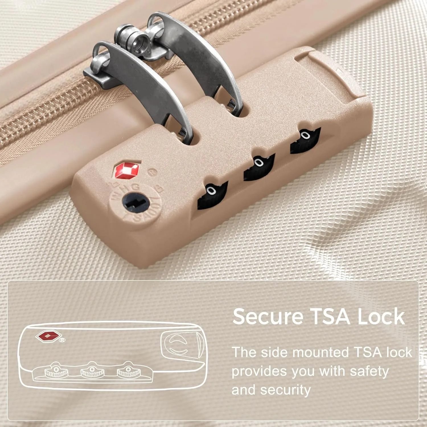 4-Piece Luggage Set with Spinner Wheels & TSA Lock - 20" 24" 28" ABS Hard Shell Suitcases   Travel Bag, Lightweight Durable Checked & Carry On Luggage Suitcase Set for Men Women (Ivory   Golden)