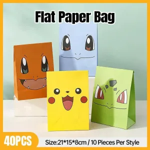 40 PCS Cartoon Gift Paper Bag White Kraft Paper AU