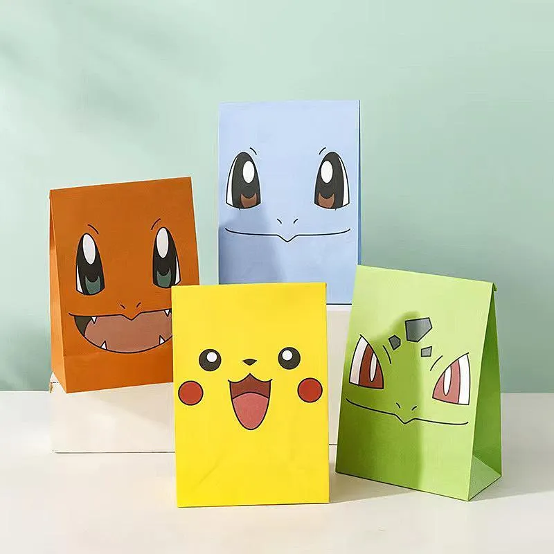 40 PCS Cartoon Gift Paper Bag White Kraft Paper AU