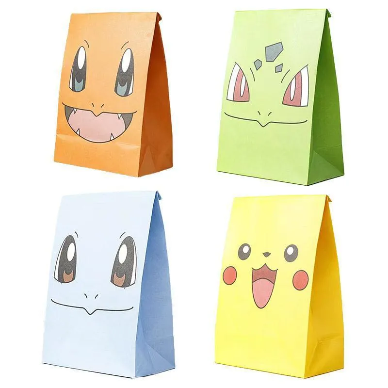 40 PCS Cartoon Gift Paper Bag White Kraft Paper AU