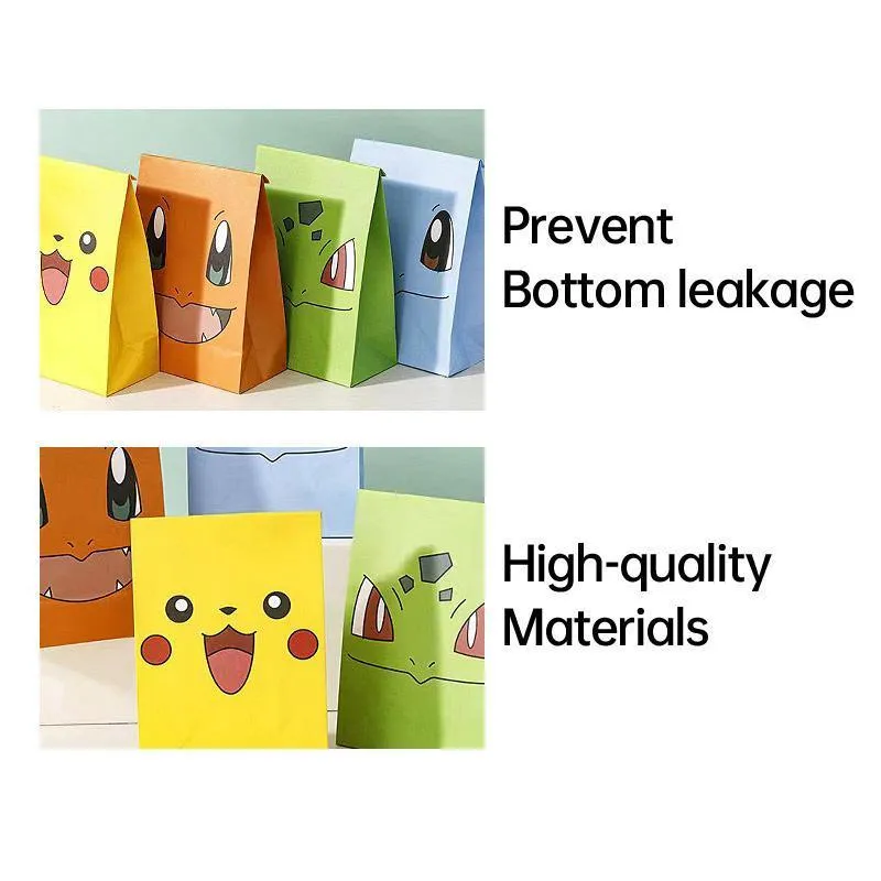 40 PCS Cartoon Gift Paper Bag White Kraft Paper AU