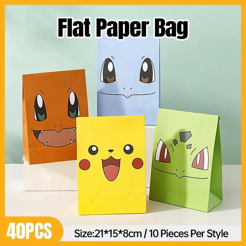 40 PCS Cartoon Gift Paper Bag White Kraft Paper AU