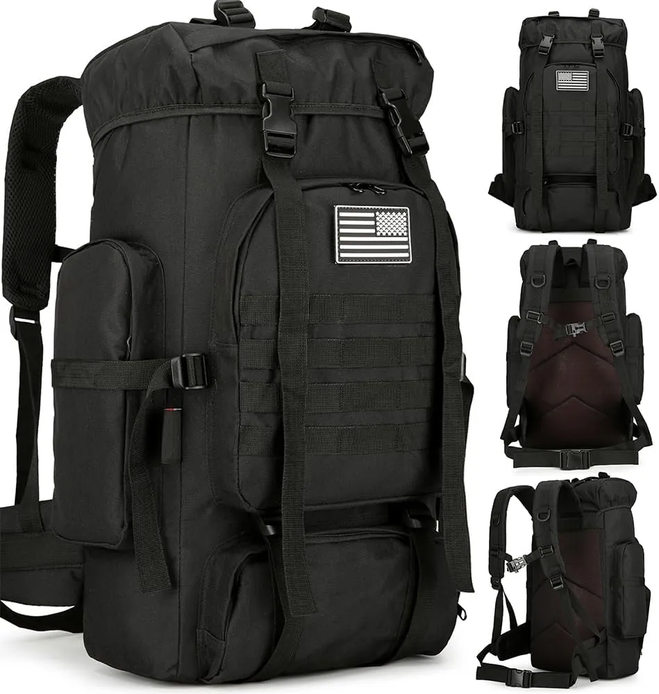 45L Hiking Backpack Waterproof Travel Backpack Lightweight Outdoor Daypack Camping Backpack for Men Women (Black)