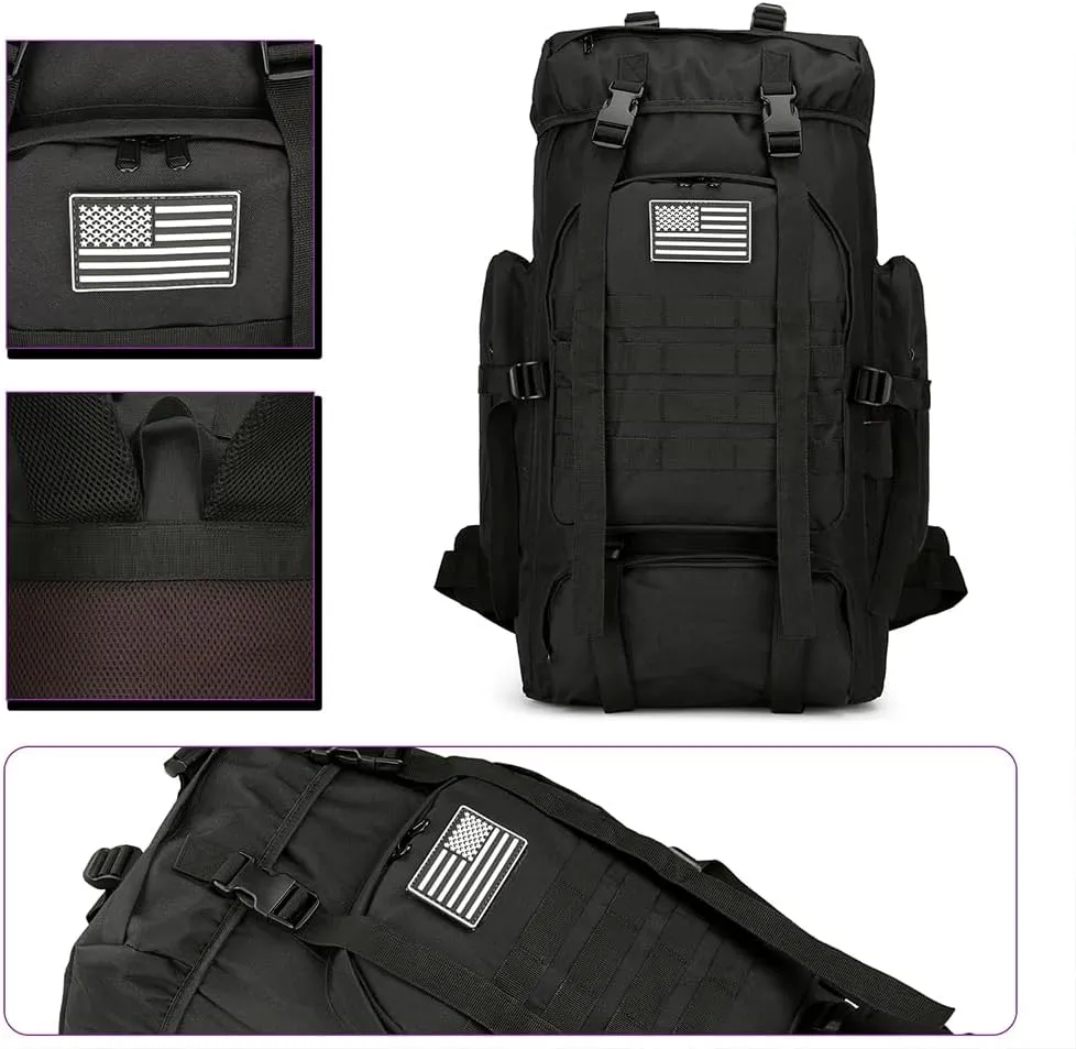 45L Hiking Backpack Waterproof Travel Backpack Lightweight Outdoor Daypack Camping Backpack for Men Women (Black)