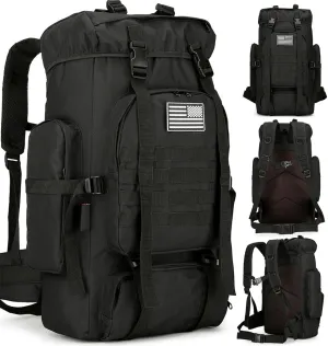 45L Hiking Backpack Waterproof Travel Backpack Lightweight Outdoor Daypack Camping Backpack for Men Women (Black)