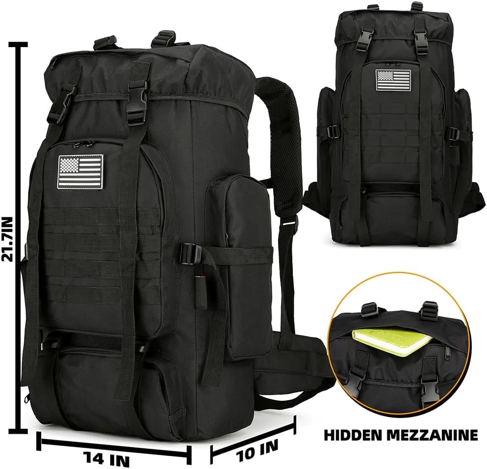 45L Hiking Backpack Waterproof Travel Backpack Lightweight Outdoor Daypack Camping Backpack for Men Women (Black)