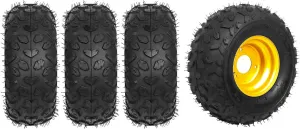 4PCS ATV Go Kart Tires and Rims Tubeless 145x70-6 Inch Front or Rear Tires with Rims for Go Kart Buggy ATV Mini-bikes Quad Bike Tires and Wheels 3 mounting holes