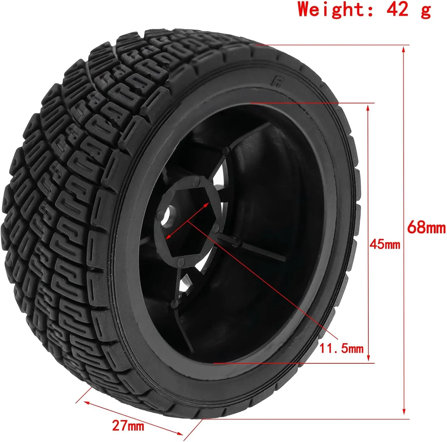 4pcs Remote Control Racing Car 68 * 45 * 27mm Tires On Road Tyre Replacement for Tamiya TT01 TT02 XV01 TA06 PTG-2 HPI HSP Chevrolet C3 1/10 Remote Control Car Wheel Upgrade Parts