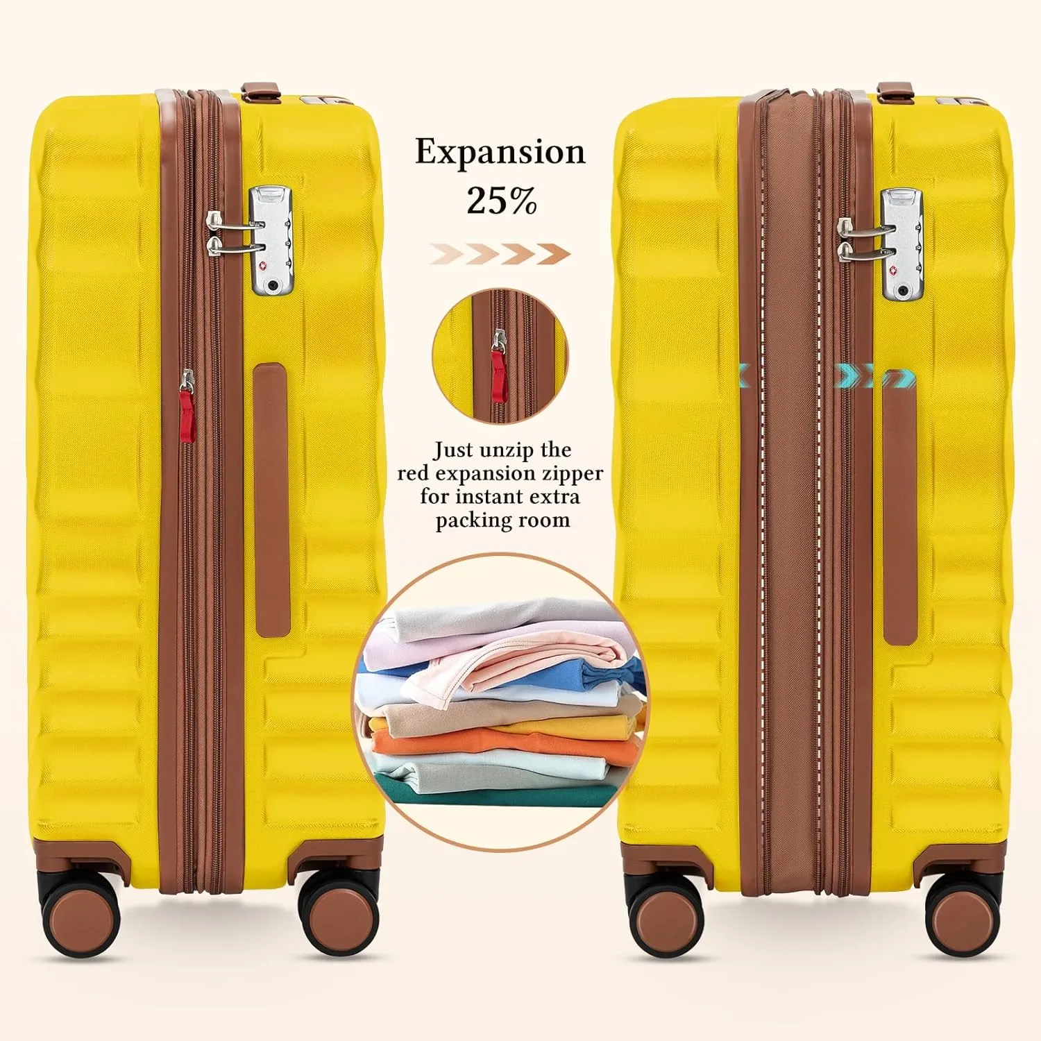 5 piece Luggage Set Expandable Suitcase 22x14x9 Airline Approved Carry on, ABS Hard Case Suitcases with Spinner Wheels, TSA Lock, Durable Waterproof Travel Set