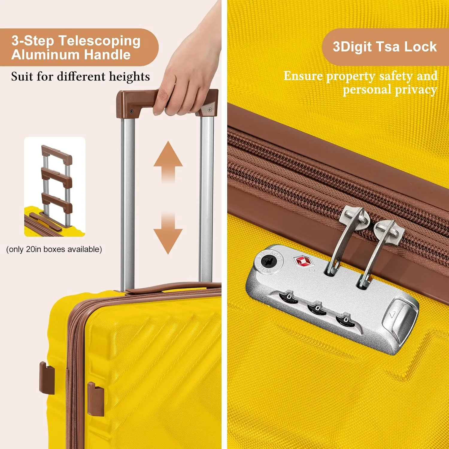 5 piece Luggage Set Expandable Suitcase 22x14x9 Airline Approved Carry on, ABS Hard Case Suitcases with Spinner Wheels, TSA Lock, Durable Waterproof Travel Set