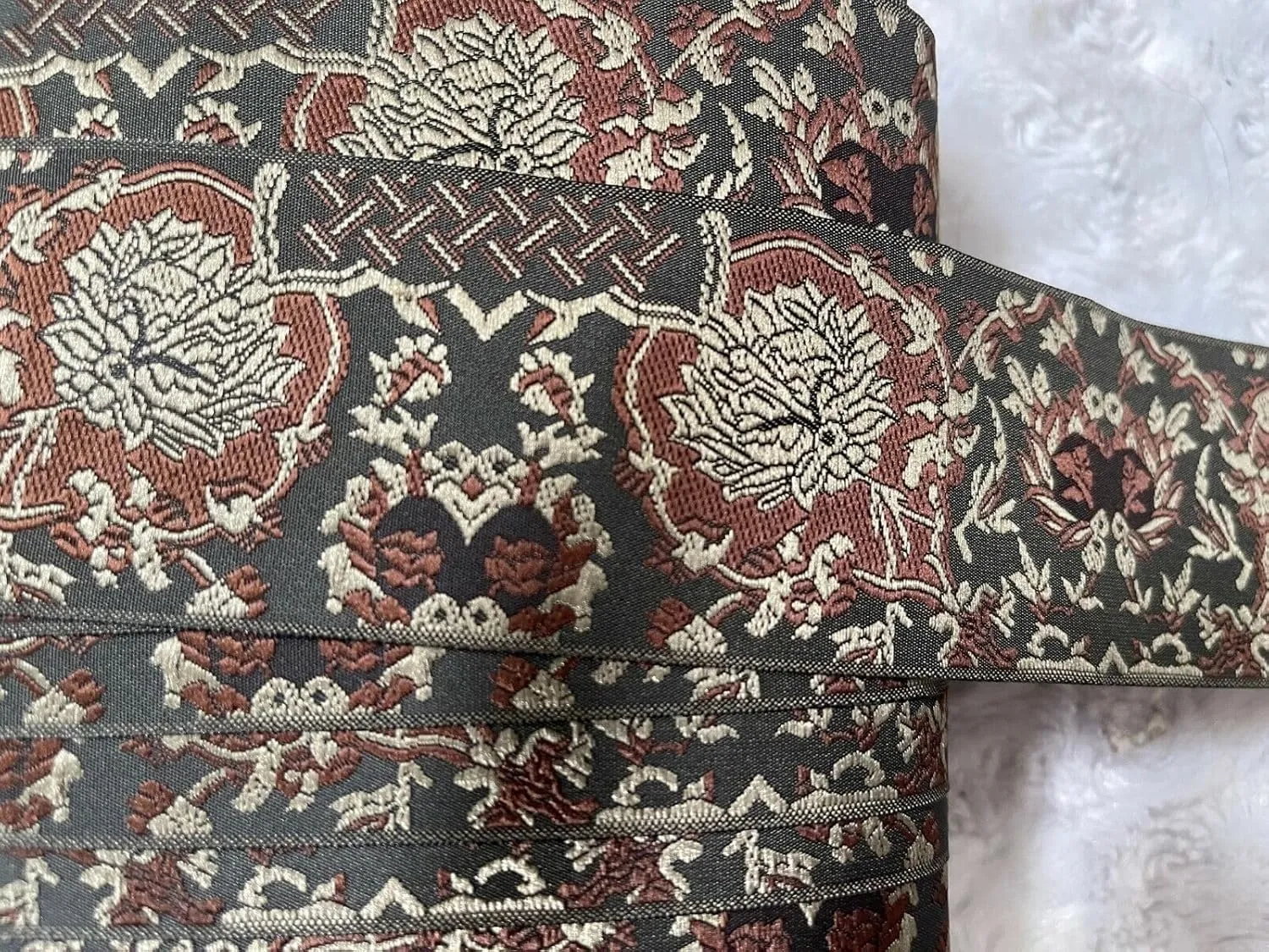 5 Yards Chocolate Coffee Brown Mocha Tan Asian Design Woven Trim 2" Wide