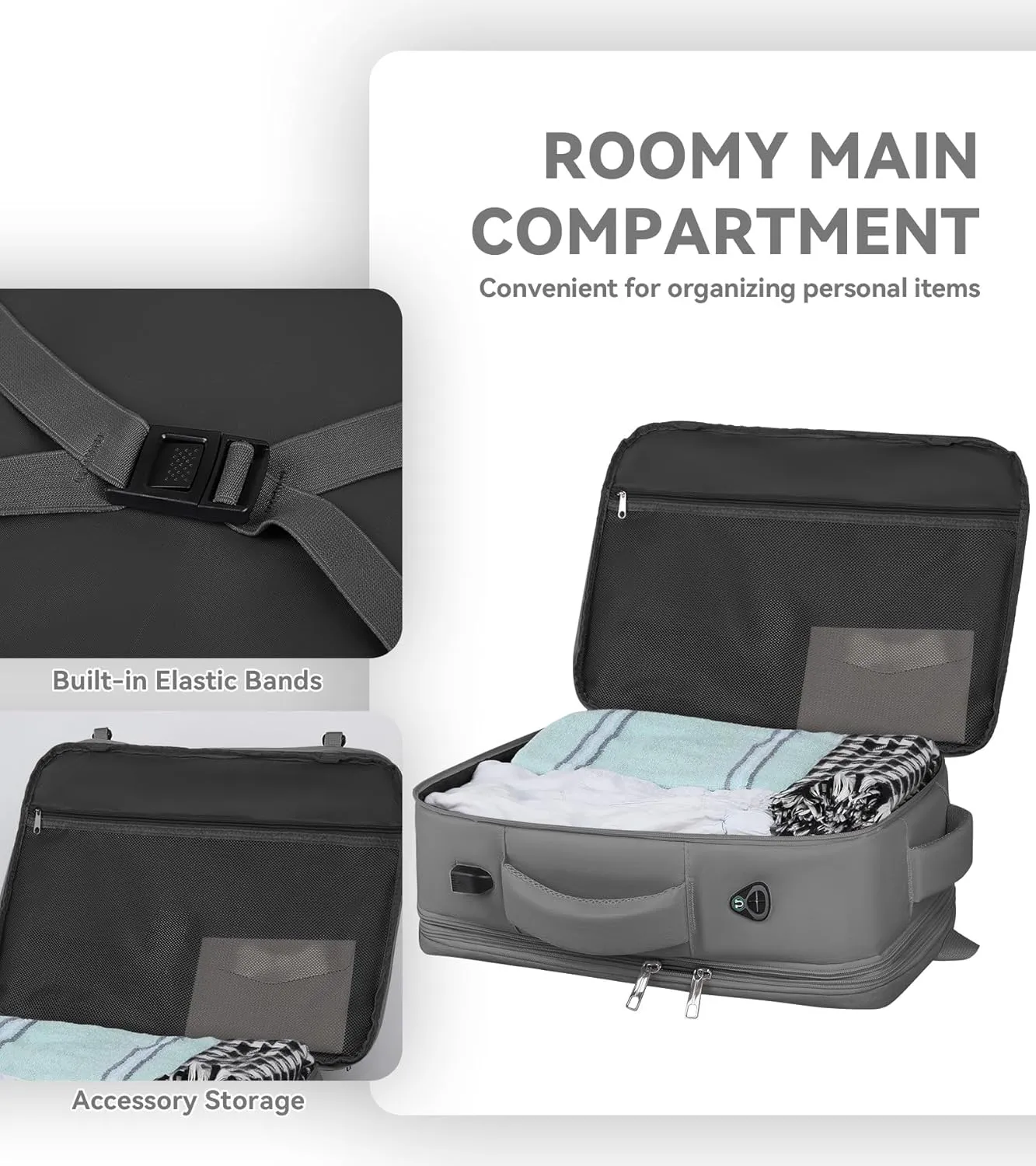 55L Travel Laptop Backpack for Men, Extra Large Backpack, Big Capacity Carry On Backpack, 18 Inch Laptop Backpack with USB Charge Port Water Resistant Luggage Computer Daypack College Bag, Grey
