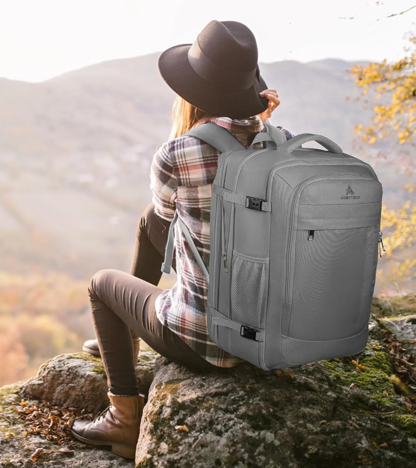 55L Travel Laptop Backpack for Men, Extra Large Backpack, Big Capacity Carry On Backpack, 18 Inch Laptop Backpack with USB Charge Port Water Resistant Luggage Computer Daypack College Bag, Grey