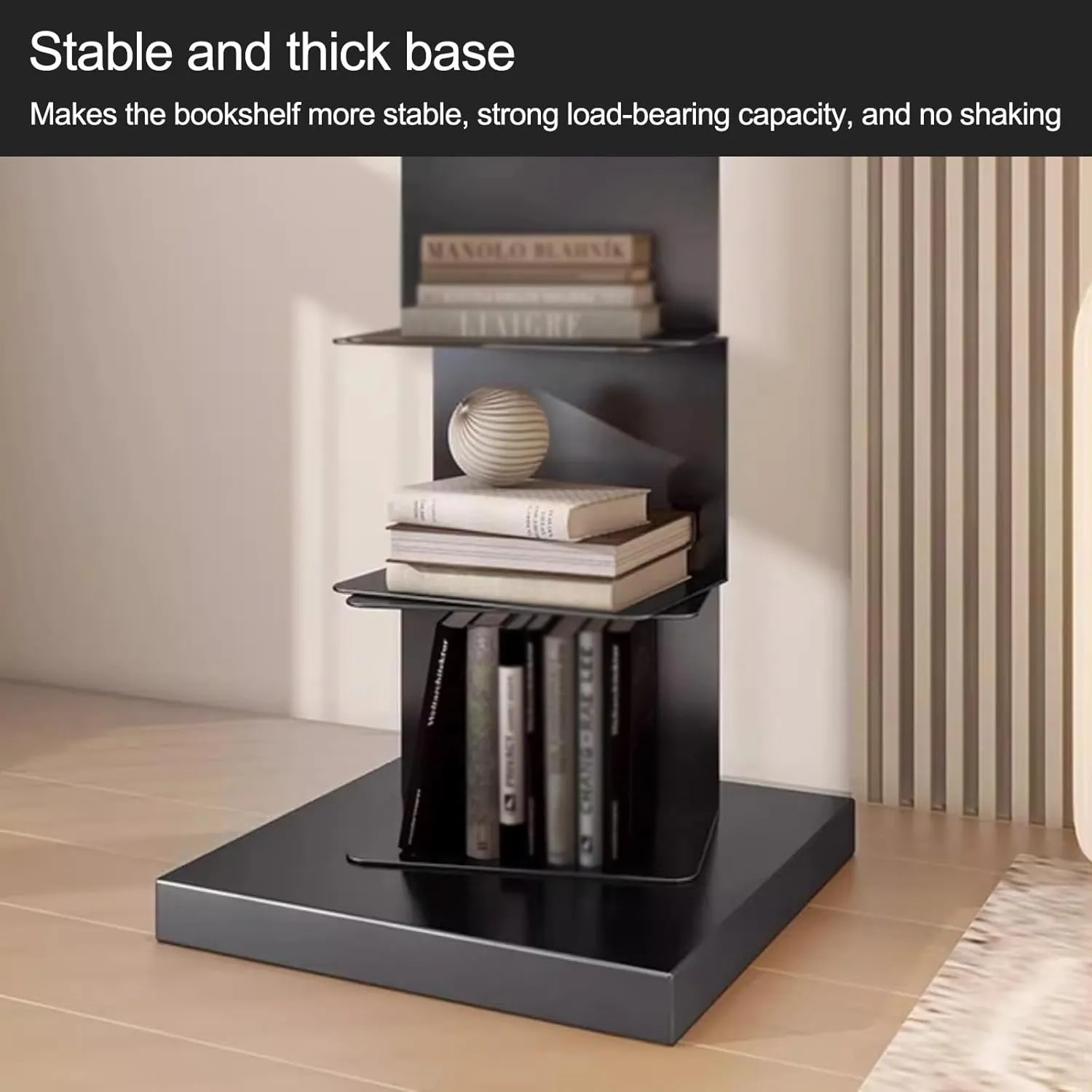 6 Tier Black Metal Spine Bookshelf Tower for Home Office Display Vertical Narrow Ladder Bookshelf Corner Bookcase with Small Space Optimization