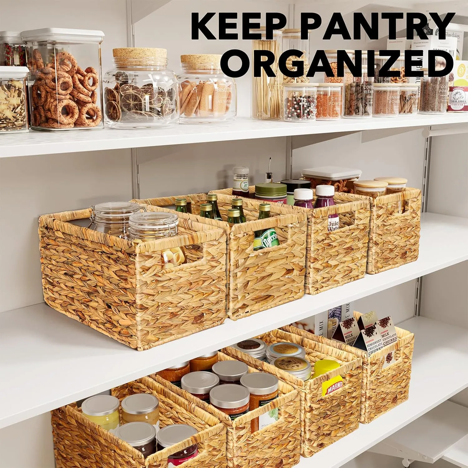 8-Pack Wicker Storage Baskets with Handle