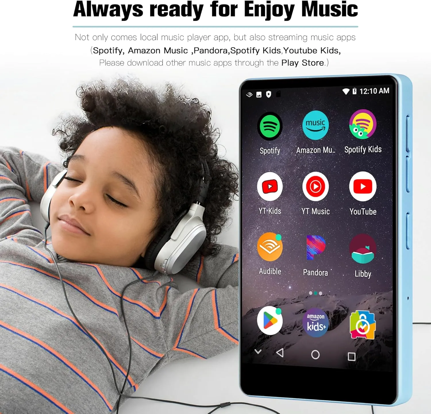 80GB MP3 Player with Bluetooth and WiFi,MP3 MP4 Player for Kids with Spotify, YouTube, Audible, 4.0" HD Touch Screen Android Music Player with Parental Controls, 2000mAh,APK Download,Up to 1TB