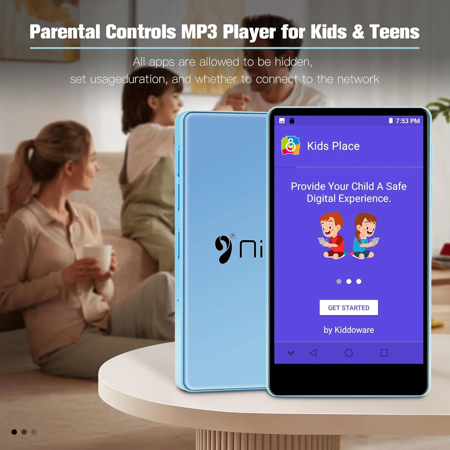 80GB MP3 Player with Bluetooth and WiFi,MP3 MP4 Player for Kids with Spotify, YouTube, Audible, 4.0" HD Touch Screen Android Music Player with Parental Controls, 2000mAh,APK Download,Up to 1TB