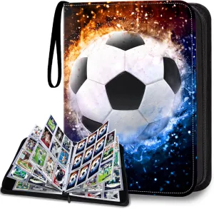 900 Pockets Soccer Card Binder, Soccer Trading Cards Display Case with Soccer Card Sleeves Card Holder Protectors Set for Soccer Cards, Sports Cards, Game Cards Collector Album