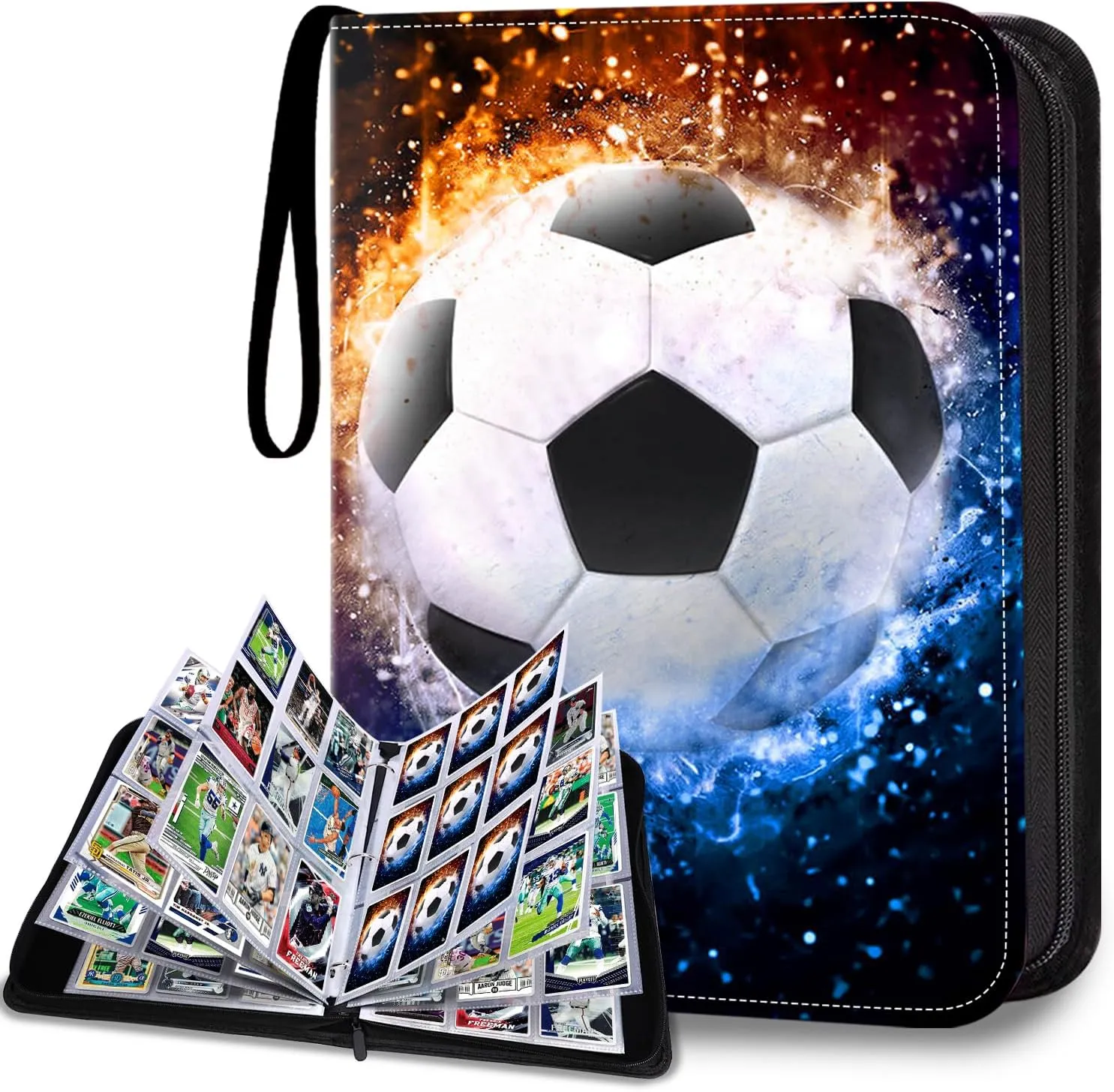 900 Pockets Soccer Card Binder, Soccer Trading Cards Display Case with Soccer Card Sleeves Card Holder Protectors Set for Soccer Cards, Sports Cards, Game Cards Collector Album