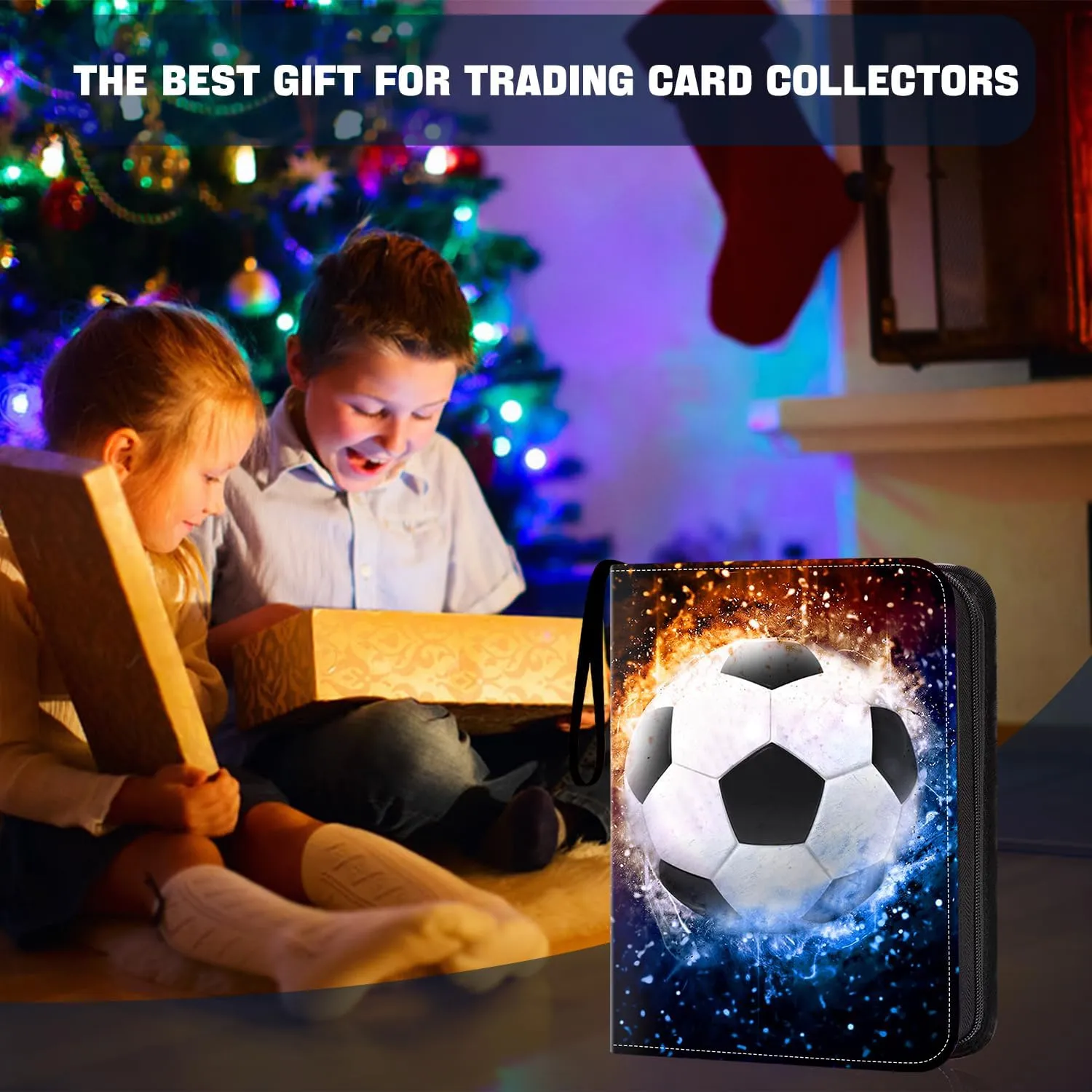 900 Pockets Soccer Card Binder, Soccer Trading Cards Display Case with Soccer Card Sleeves Card Holder Protectors Set for Soccer Cards, Sports Cards, Game Cards Collector Album